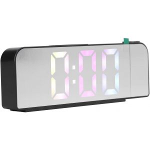 ASFASFq-Réveil à Projection pour Chambre à Coucher, 3 Niveaux de luminosité à Affichage LED Réveil numérique avec projecteur Rotatif à 180°, Radio-réveil numérique à Projection sur Le Mur - Neuf