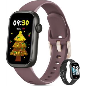 Montre Connect&eacute;e Femme Homme avec Appel Bluetooth, 1,47'' Bracelet Connect&eacute; Fr&eacute;quence Cardiaque, SpO2, Suivi Sommeil, Montre Podometre Sport, Etanche IP68 Smartwatch, Noir/Violet Fum&eacute; - Neuf