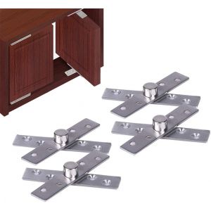 4 Pi&egrave;ces Charni&egrave;res Pivotantes en Acier Inoxydable, Charni&egrave;res Pivot Porte &agrave; Rotation Cach&eacute;e de 360 Degr&eacute;s, Charni&egrave;re de Porte Sup&eacute;rieure Inf&eacute;rieure, pour Armoire Fen&ecirc;tre Porte - Neuf
