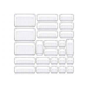 Ensemble de 25 organisateurs de tiroirs en plastique transparent pour salle de bain et coiffeuse - Neuf