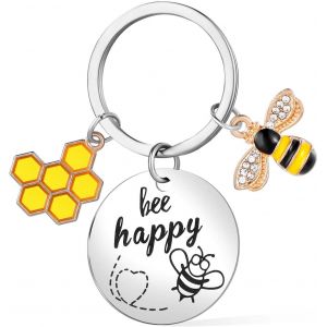 Asas-Porte-Clés Abeille Porte-Clés Abeille Happy Keyring Abeille Cadeau Femme Abeille Pendentif Porte-Clés Animaux Pour Hommes Femmes Portefeuille Sac À Main Sac À Dos - Neuf