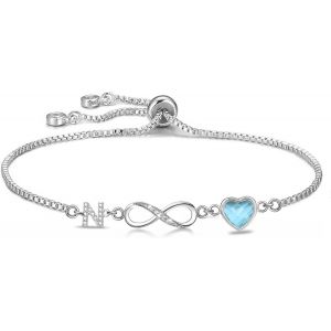 Kalanka-Bracelet Femme Argent 925 Infini Initiales, Bracelet D'amour Femme Réglable Lettres A-Z, Bijoux Femme Cadeaux Noël Femme Anniversaire Fête Des Mères Cadeau Maman - Neuf