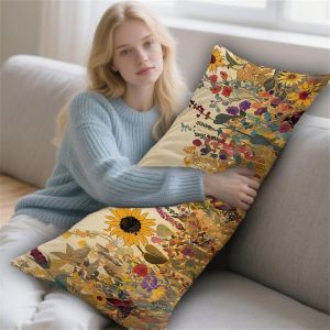 Crème Coussin De Grossesse 50x130cm Oreiller De Corps Fleurs Sauvages Housse Coussin Pour Dormeur Long Sur Le Côté, Traversin Oreiller De Corps Pillow Case, Pour La Maison Chambre Lit Canapé Lyd-316 - Neuf