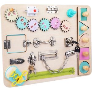 JGD-Busy Board Montessori|Panneau d'Activit&eacute;s Enfants - Jouets Sensoriels en Bois pour Enfant 3 4 5 6 Ans - Educatif Jouet Enfant pour D&eacute;velopper Ses Comp&eacute;tences Motrices Fines pour B&eacute;b&eacute; Gar&ccedil;on et Fi - Neuf
