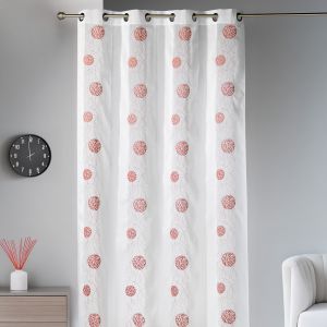 Voilage Raffin&eacute; Fantaisie Brod&eacute; Ronds - Neuf