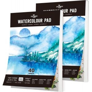 Kalanka-Stationery Island Papier Aquarelle A6, 40 Feuilles Carnet Aquarelle 300g. Bloc Aquarelle Papier A6 Lot De 2, Premium Double Texture. Papier Pour Aquarelle, Dessin Et Croquis. Bloc Aquarelle D - Neuf