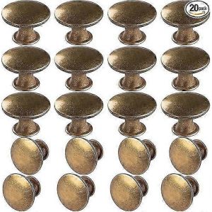 332.1cm 20 Pack en laiton rond en laiton antique Armoires de cuisine boutons Poignées de porte de tiroir Poignées de tiroir Poignées de commode avec 21 vis pour salle de bain - Neuf