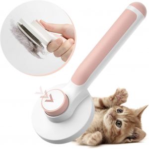 Chien Rose Brosse De Chat, Auto-Nettoyage Morts Brosse À Cheveux Pour Les Chats Les Chiens De Long Poil Court Supprime Jusqu'à 95% Des Poils Morts Et Les Enchevêtrements De Sous-Poil Poils Morts - Neuf