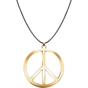 Kal-Collier Hippie, Couleur Arc En Ciel Pendentif Peace, Collier Paix En Métal, Collier Peace And Love Pour Femme Homme, Accessoires Costume Hippie, Pendentif Paix Bijoux Hippie Pour Carnaval Fête - Neuf