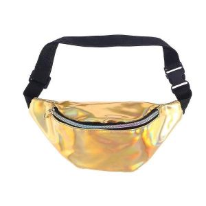 Sac banane transparent chic en cuir PU doré brillant pour homme et femme, accessoire élégant et fonctionnel pour toutes les occasions. - Neuf