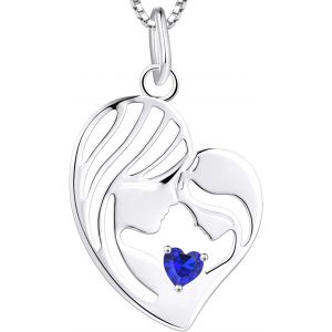 Collier M&egrave;re Et Fille En Argent 925 Coeur Pendentif Collier Cadeaux Pour Les Femmes Maman,45-48 Cm - Neuf