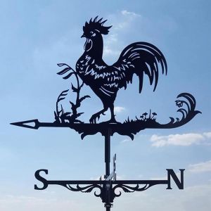 NouvelHorizonstore-Girouette - Girouette robuste en m&iquest;&iquest;tal pour la pr&iquest;&iquest;vision m&iquest;&iquest;t&iquest;&iquest;orologique - Girouette avec support - Figurine d&iquest;&iquest;corative pour la cour, la terrasse et le toit - Design de coq r&iquest;&iquest;tro - Neuf