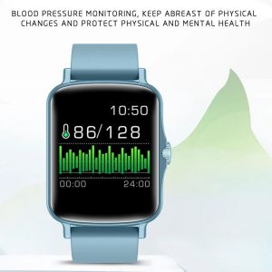 Sant&eacute; Sports Sommeil D&eacute;tection Montre Intelligente 1.4 En &Eacute;cran Carr&eacute; Cadran Sms Rappel Bleu - Neuf