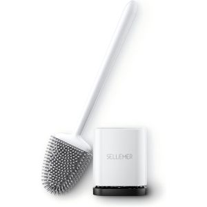 KGABERY-Brosse Wc Silicone,Balai Wc Montage Mural/Au Sol,Brosse Toilettes Vec Séchage Rapide Support Ventilé (Blanc,1 Pièces) - Neuf