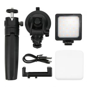 Mini lampe de photographie portable FLASHOOT avec trepied et ventouse, kit d'eclairage universel - Neuf