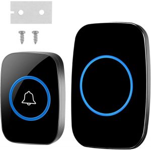 KALANKA-Sonnette sans Fil Exterieur Etanche,Kit R&eacute;cepteur Emetteur,Carillon Longue Port&eacute;e pour Appartements,Maisons,Bureaux,Etanche Carillon Electronique avec 60 M&eacute;lodies, 6 Niveaux Volume,Affichage - Neuf