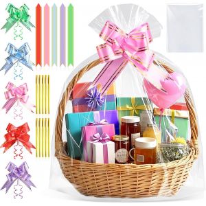 Mevronisshop-Sachets En Cellophane 90 X 60 Cm Lot De 10 Aachet Bonbon Grands Sacs En Cellophane Set Papier Cadeau Transparent Emballage Pour Paniers Cadeaux Artisanat Fleurs (Transparent, 60x90cm) - Neuf