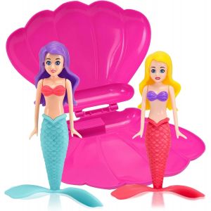 KAL-Lot De 2 Sirène Avec Coquille Chaud Rose Jouets De Plongée Pour Piscine,Sinkers Sirène Pour Enfants Jouets Piscine,Petites Sirènes Jeux Piscine Cadeau Pour Enfant Fille 3-12Ans Entraînement Sous- - Neuf