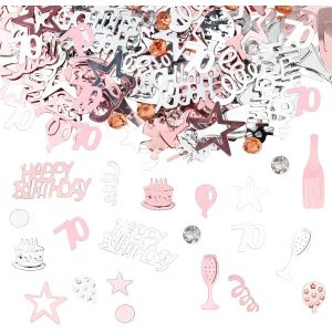 Confettis 70 ans pour femme - Or rose - Confettis 70 ans - Décoration à disperser - Décoration de 70 ans - Décoration de table - 70 ans - Confettis d'anniversaire - Neuf