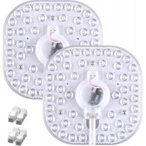 Kal-Lot De 2 Led Module Conversion Kit, 24w 3 Couleurs Led Carré Lampe Remplacement Avec Support Magnétique, 160 Mm Plafonnier Carré Lumière Module Lampe Pour Plafonnier Lampe Tube (Non Dimmable) - Neuf