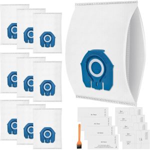 Lot de 10 sacs 3D Airclean pour aspirateurs Miele Hoover GN Complete C3/C2, Classic C1, S2 S5 S8 S400, S227 S240, S270, S400, S600 avec 4 moteurs et 4 filtres de protection d'échappement - Neuf