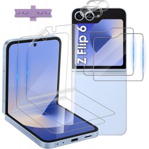 LORANKA-Verre Tremp&eacute; pour Samsung Galaxy Z Flip 6/Z Flip6, 2 PCS 9H Duret&eacute; Avant protection &Eacute;cran + 2 Pcs Flexible &Agrave; l'int&eacute;rieur Protection Ecran + 2 Pcs Cam&eacute;ra Arri&egrave;re Protecteur, HD Verre Film &Eacute;cra - Neuf