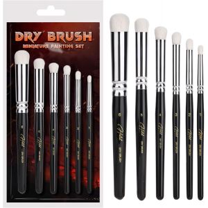 Mevronisshop-Pinceaux &Agrave; Sec, Lot De 6 Pinceaux Secs Pour Peinture Miniature, Pinceaux En Laine Et En Nylon Synth&eacute;tique, Professionnels Drybrush Pour Miniature Huile Aquarelle Acrylique Mod&eacute;lisme - Neuf