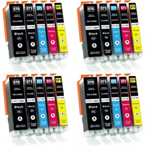 20 Ink Cartridges Compatible with Canon PGI-570 CLI-571 for Pixma MG5700 MG5750 MG5751 MG5752 MG5753 MG6800 MG6850 MG6851 MG6852 MG6853 TS5000 TS5050 TS50511 TS5055 TS6050 TS6051 TS6052 - Neuf