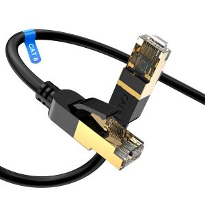 Cat 8 Ethernet Cable,2m,High Speed,Heavy Duty 26AWG Cat8,40Gbps,2000Mhz with Gold Plated RJ45 Connector,Outdoor and Indoor Internet Cable,Compatible with Router,Gaming Modem,Xbox - Neuf