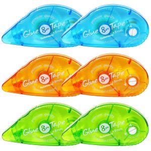 Chenquansarl-6 Rouleaux Roller De Colle, 8mm X 8m Souris Roller Colle Ruban Adh&eacute;sif Double Face Transparente, Colle Roller Adh&eacute;sif R&eacute;sistant D&eacute;chirure, Pour Scrapbooking Carte Journal Travaux Diy Man - Neuf