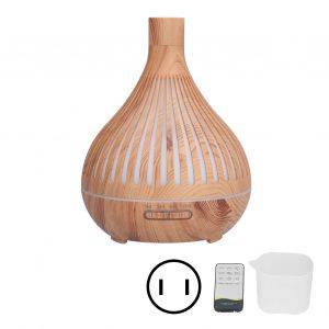 HJLIAN Humidificateur a grain de bois 400 ml, diffuseur d'aromatherapie a lampe LED electrique creuse coloree avec telecommande, prise US - Neuf