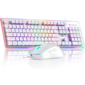 Gk980 Ensemble Clavier Et Souris De Jeu Rétroéclairé Filaire Et Souris De Jeu Rose, Clavier Pc Et Souris Dpi Réglable Pour Pc/Ordinateur Portable/Mac Rose - Neuf