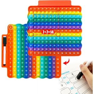 KAL-Pop It Fidget Toys, Popite Pour Enfant, Table De Multiplication Et D'Addition Popit, Jouets Anti Stress Enfant, &Eacute;ducatifs Pop It Bebe Jouet Avec Cartes Math&eacute;matiques Et Stylos Effa&ccedil;ables - Neuf