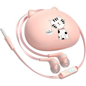 3. &Eacute;couteurs Intra-Auriculaires De 5 Mm : &Eacute;couteurs St&eacute;r&eacute;o Filaires avec Microphone avec &Eacute;tui De Rangement pour &Eacute;couteurs Chat Mignon pour Prise Jack 3. 5 Mm. - Neuf