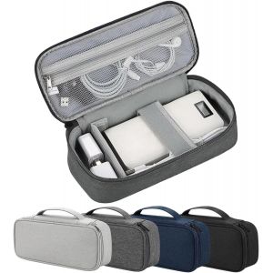 Poche &Eacute;lectronique De Stockage De C&acirc;bles, Valise D'Organisateur De Sacs Avec Compartiments, Accessoire De Voyage Imperm&eacute;able Pour Chargeur, Adaptateur, C&acirc;bles, Couche Unique - L Gris Fonc&eacute; - Neuf