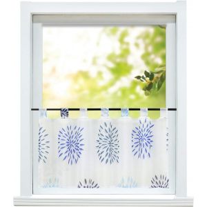 Rideau Brise-Bise Moderne - Rideau Transparent - Avec Passants - Motif Cercles - Bleu - H X L - 60 X 90 Cm - 1 Pièce - Neuf