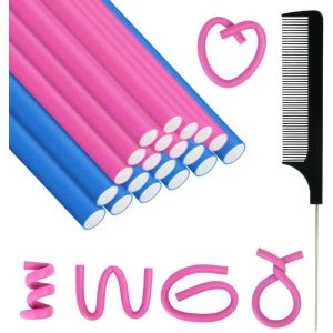 KAL-Bigoudis Flexibles, 20Pcs Bigoudis De Cheveux, Rouleaux De Cheveux En Mousse Torsadée, Tige De Curling Sans Chaleur Pour Outils De Curling Et De Coiffure - Neuf