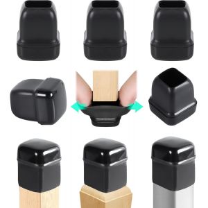 Embouts De Pieds De Chaise Noirs (14-19 Mm), 8 Pièces, Carrés, En Silicone, Patins En Téflon De 3,2 Cm, Résistants Aux Rayures, Flexibles - Neuf