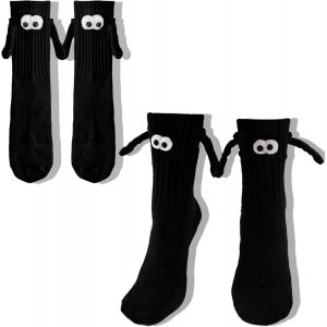 Jgd-Lot De 2 Paires De Chaussettes 3d Magn&eacute;tiques Amusantes Noires Et Blanches - Avec Aimant - Cadeau Amusant Pour Les Couples, Les Amis, La Famille - Neuf