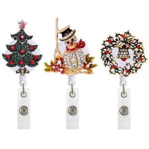 x Diamant Incrust&eacute; de M&eacute;tal de No&euml;l R&eacute;tractable porte-cl&eacute;s, Robuste et Durable composant logiciel Enfichable sur les D&eacute;tenteurs de Badge, Badge d'identification Rouleaux, Cadeau de No&euml;l - Neuf