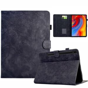 &Eacute;tui en cuir intelligent emboss&eacute; avec fleurs et oiseaux pour Samsung Galaxy Tab S7 / S8, Noir - Neuf