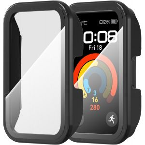 KALANKA-2 Pi&egrave;ces Coque pour Huawei Band 10/Band 9/Band 8 Protection &Eacute;cran Dur PC Mat&eacute;riel Ultra Mince Verre Tremp&eacute; &Eacute;cran,Noir&Noir - Neuf