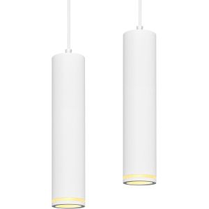 Kal-Suspension Luminaire Blanc 30cm, Lustre Led Cylindre Simple Moderne, Câble Réglable, Luminaire Plafonnier Avec Douille Gu10 Pour Cuisine Salon Chambre Restaurant Bar (Sans Ampoule), 2 Pack - Neuf