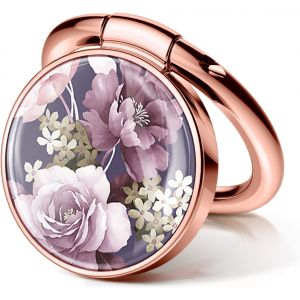 Kalanka-Bague De Support Pour Téléphone À Motif Floral, Support À 360° Compatible Avec Iphone 15 Pro/Pro Max/Séries 14/13/12/11 Et Autres Téléphones, Fleurs De Cerisier/Violet - Neuf