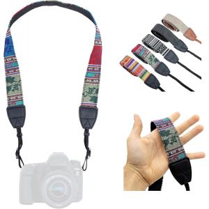 Sangle Appareil Photo- Courroie de Cou et d'épaule,Bandoulière Design Moderne,Tissu en Toile,Idéal pour Les appareils Photo Canon,Nikon,Sony,Fujifilm,Olympus,Leica (Foncée) - Neuf