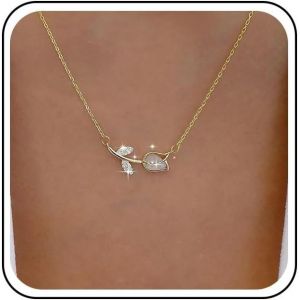 Kal-Collier Fleur De Tulipe Vintage Collier Pendentif Tulipe En Cristal Collier Tulipe Horizontal Collier Ras De Cou Fleur De Tulipe En Strass Petit Collier Chaîne Tulipe En Cz Collier Opale En Or - Neuf