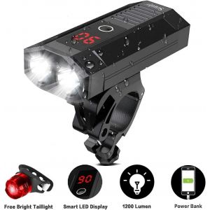 Ensemble D'&eacute;clairage De V&eacute;lo Avec Affichage Led,2400 Lumens Usb Rechargeable Lumi&egrave;re De V&eacute;lo &Agrave; L'avant Et V&eacute;lo - Neuf
