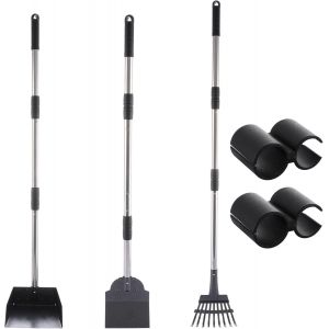 Asas-Lot De 3 Pelles À Déjections Canines Avec Clip De Rangement,Plateau Râteau À Déjections Canines Pour Animaux Domestiques,Pelles À Déjections Canines Réglables En Métal À Long Manche Pour - Neuf