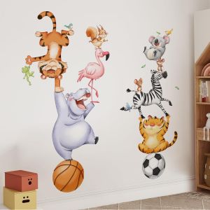 Animaux De La Jungle Autocollant Mural Cirque Animaux Stickers Muraux Koala Tigres Zèbre Hippopotame Décoration Murale Pour Chambre Enfants Bébé Pépinière Salon - Neuf