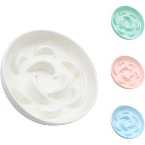 Subzonal-Gamelle Anti Glouton Chat C&eacute;ramique - Gamelle Chat Pour Alimentation Lente S&eacute;rie Pastel - Bol Nourriture Chat Anti Vomissement - &Eacute;cuelle Pour Chat Avec Labyrinthe Interactif - Blanc Ivoire - - Neuf